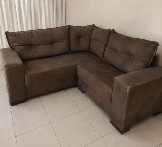 DOAÇÃO - Sofá de canto marrom conservado | Retirada no local