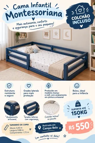 Cama montessoriana infantil