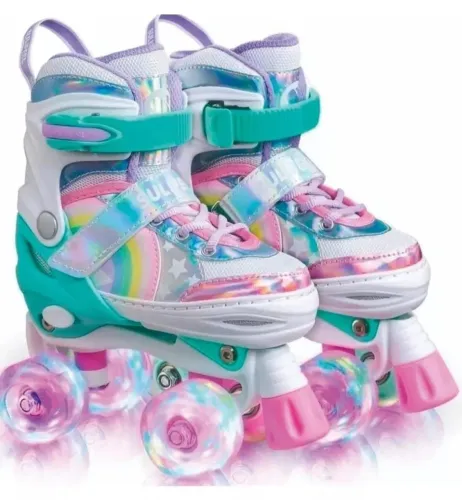 PATINS QUAD-LINE INFANTIL COM LED NAS 4 RODAS