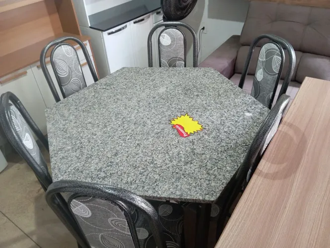 Mesa seis cadeiras nova granito