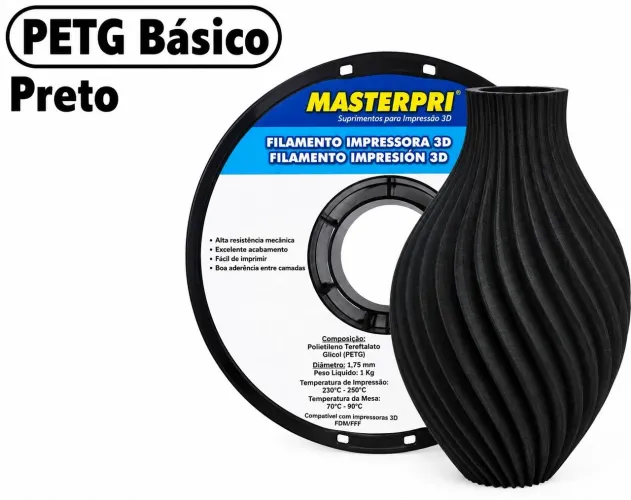FILAMENTO PARA IMPRESSÃO 3D - PETG PRETO