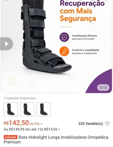 Bota ortopédica longa hidrolight