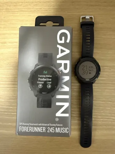 Garmin Forerunner 245 Music com caixa e capa protetora, avaria no display