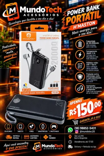 Carregador portátil Power Bank 20000