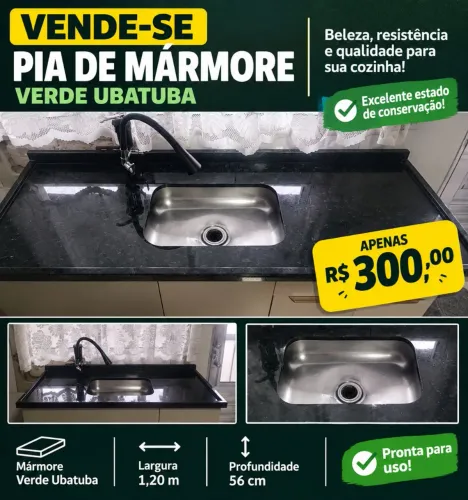 Pia de mármore 120x56
