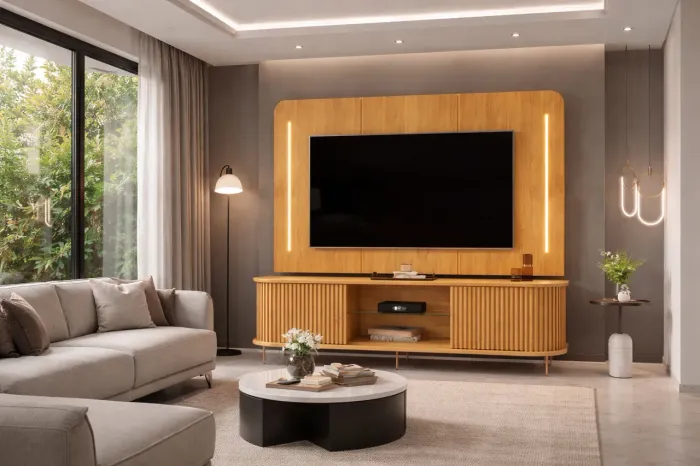 Rack com Painel 2,20 Detalhes em Led PRONTA ENTREGA