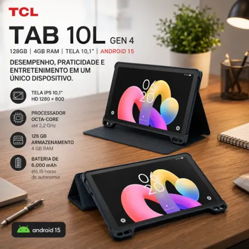 NOVO E LACRADO DE FÁBRICA! TABLET TCL TAB 10L GEN 4 - 128GB | 4GB RAM | TELA 10,1"