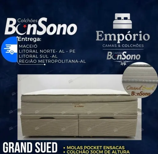 Conjunto cama bau queen Grandsued molas pocket ensacada itens novos de fabrica
