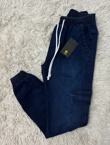 Calça Jeans Jogger Cargo