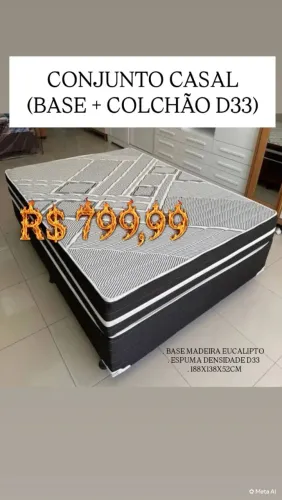 Conjunto casal Base + colchão D33