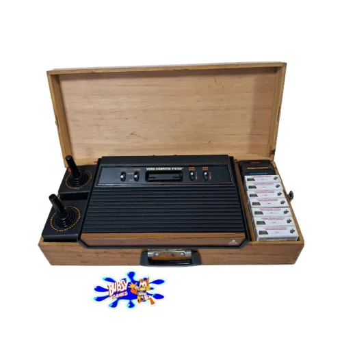 Atari frete de madeira na maleta +10 jogos