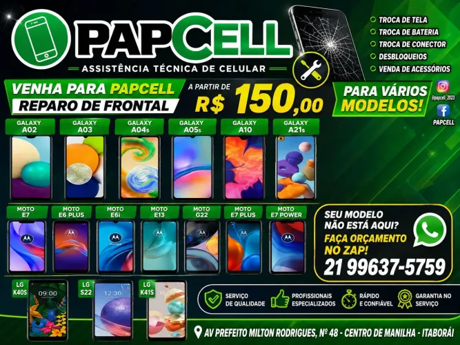 Conserto de Celular - Troca de Tela, Bateria e Conectores