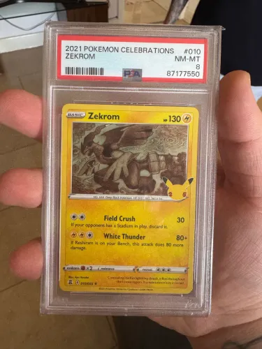 carta graduada inglês pokemon zekrom 25th psa 8