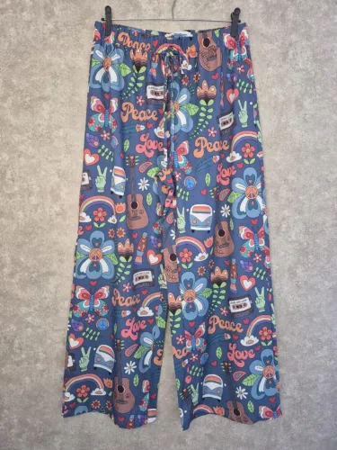 Calça Pantalona Azul Paz e Amor, G-GG
