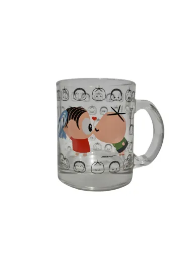 Caneca De Vidro 350ml Mônica Toy Beijo No Cebolinha
