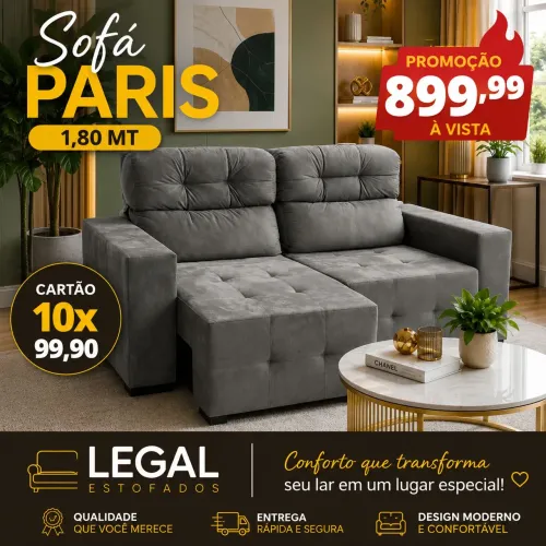 Promoção Sofá Paris 1 80 mt 