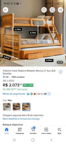 Triliche Madeira Maciça seminovo 