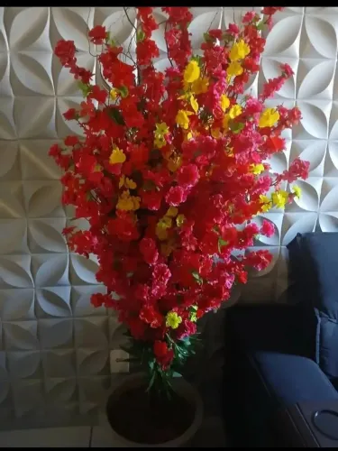 Flor de cerejeira artificial com vaso 