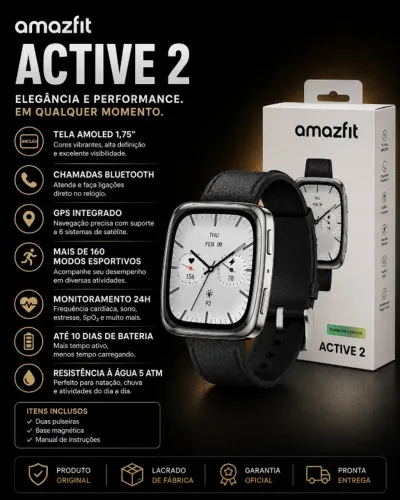 Smartwatch Amazfit Active 2 Premium Com Chamadas Bluetooth