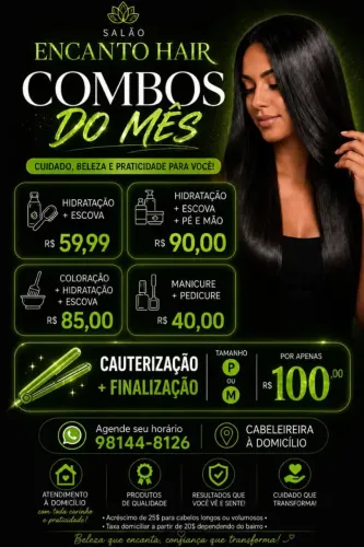 Cabeleireira e manicure á domicílio
