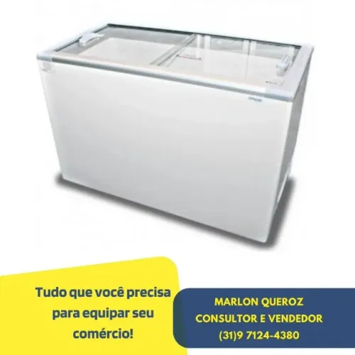 Freezer Horizontal 411L Tampa de Vidro Fricon Novo