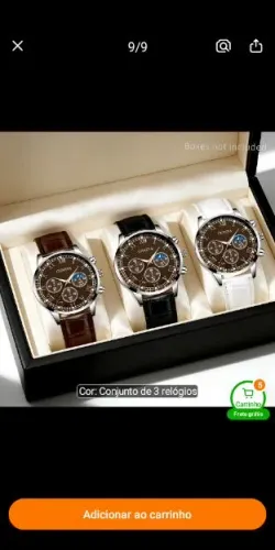 Conjunto de 3 Relógios de Quartzo Casuais Masculinos <br>