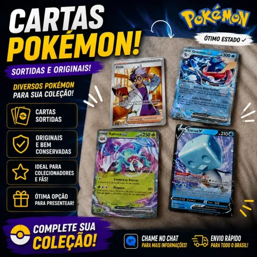 Cartas Pokémon TCG Avulsas - Raras, EX, GX, V e Comuns