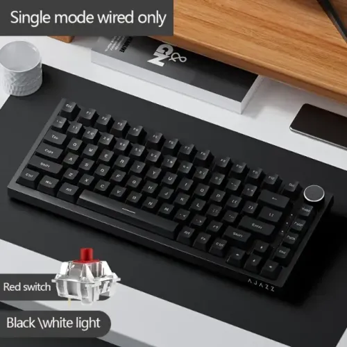 [Novo] Teclado Mecânico Gamer Ajazz AK820, Botão de Volume, Preto, Hot Swap, LED Branco