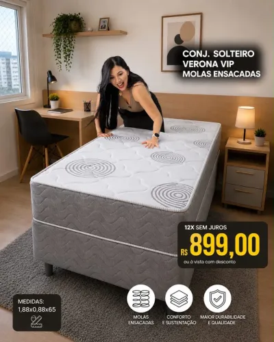 Cama Box Solteiro com Molas Ensacadas | R$899 ou Até 12x Sem Juros
