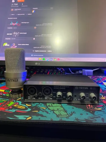 Kit Microfone Condensador + Interface Teyun Q-22 + Cabo XLR e USB