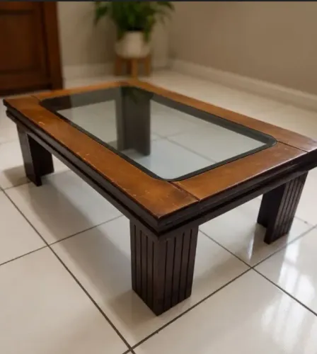Mesa de Centro de Madeira Maciça Mesinha Baixa 33 cm de altura