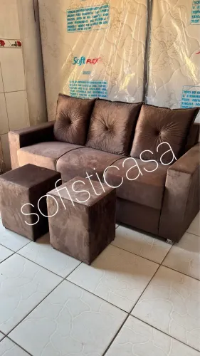 sofá 3 lugares com 2 pulf 