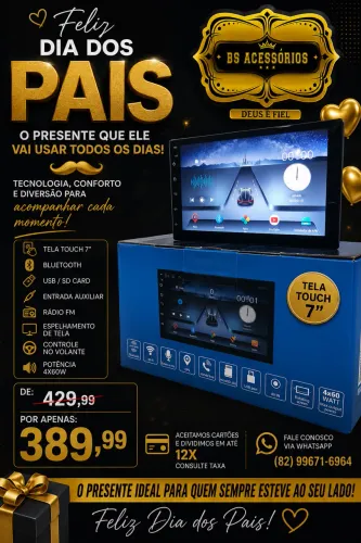 Multimídia Android 7 Polegadas Com CarPlay e Android Auto