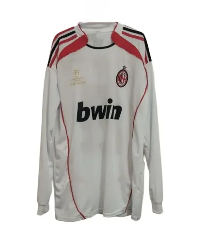 Camisa Retrô Milan Kaká Manga Longa 2006/07 Branca - Final Champions