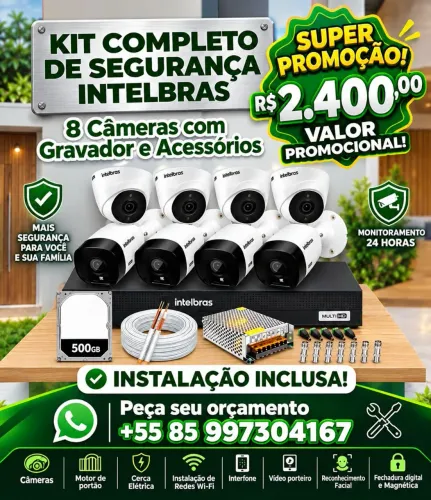 Kit 8 Câmeras DVR Intelbras com Instalação