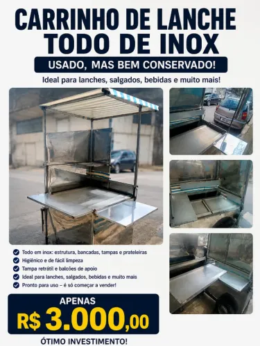 Carrinho de lanche de Inox