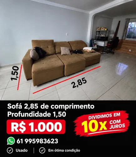 Sofá retrátil e reclinável marrom 2,85 m | Ótimo estado