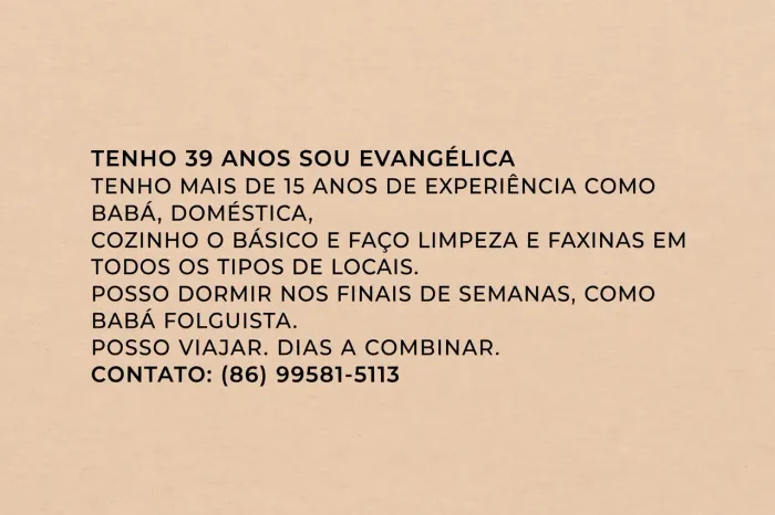 Bábá de fins de semana até terça 7hs