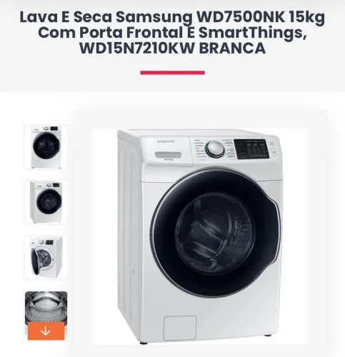 Lava e Seca Samsung 15kg Wi-Fi 110V - WD7200N