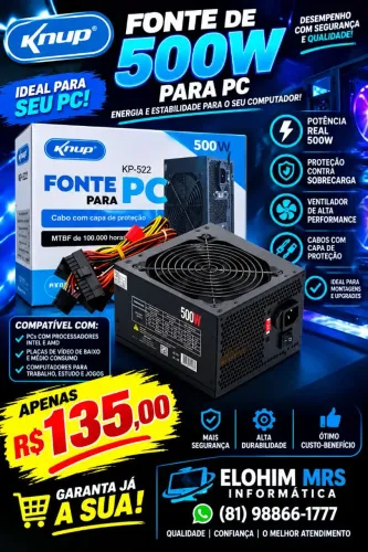Fonte 500w knup