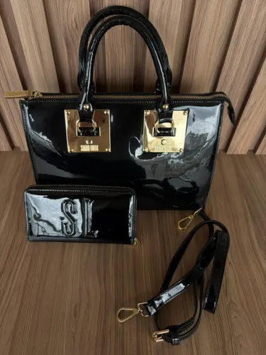Bolsa e carteira verniz Santa Lolla usado 1 vez