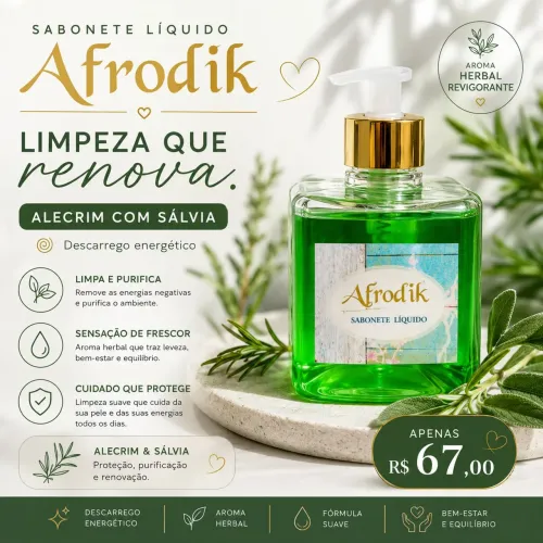 Sabonete líquido revigorante Alecrim com Sálvia