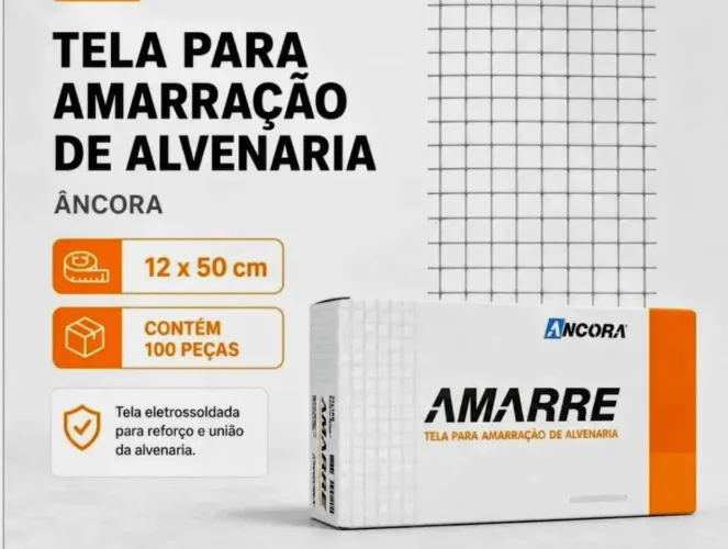 Tela para Amarração de Alvenaria 12,5 X 50 centímetros.Caixa com 100 unidades super preço 