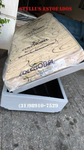Cama box baú solteiro com colchão