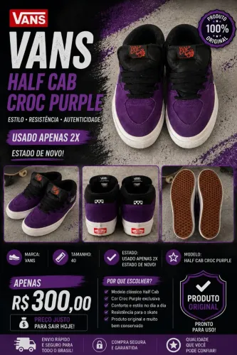 Tenis Vans Half Cab Croc Purple n°40br 9us