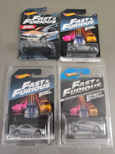 4 miniaturas hot Wheels velozes e furiosos Nissan skyline r34