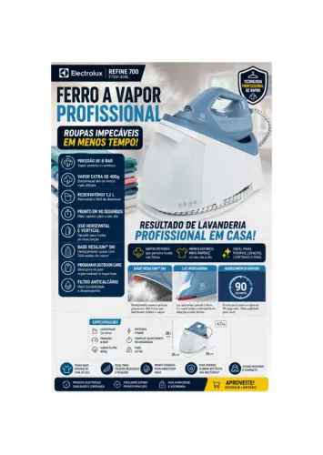 Ferro de passar roupa Electrolux 1,2L 1750W (E7SS1-4DBL) - 127V