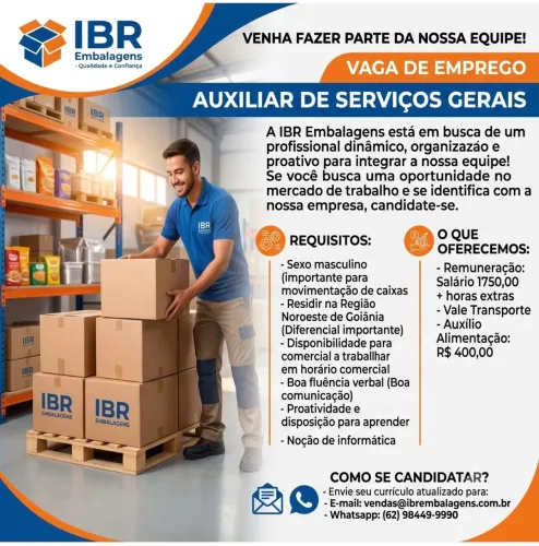 Vaga Para Auxiliar Serviços Gerais