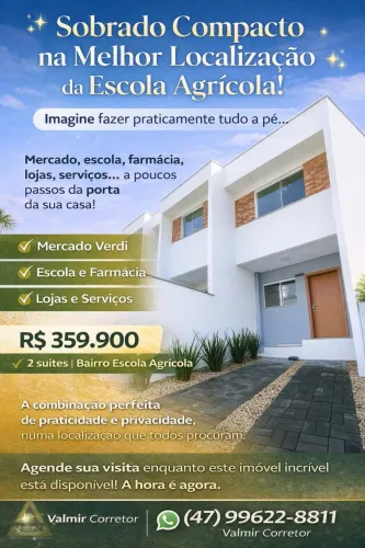 O Sobrado Compacto na Melhor Localização da Escola Agrícola