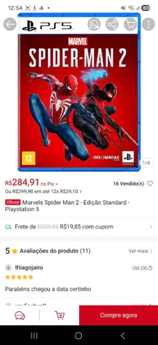 Jogo do Ps5 homem aranha